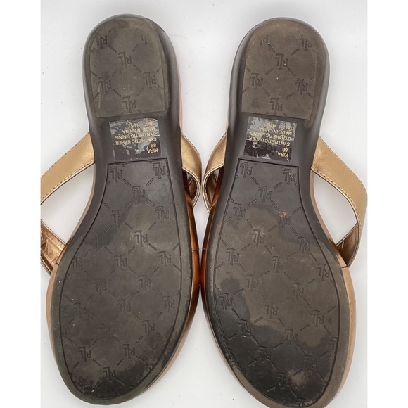 Lauren Ralph Lauren Kira Gold Thong Slip On Casual Sandals Size 8B - Picture 6 of 7
